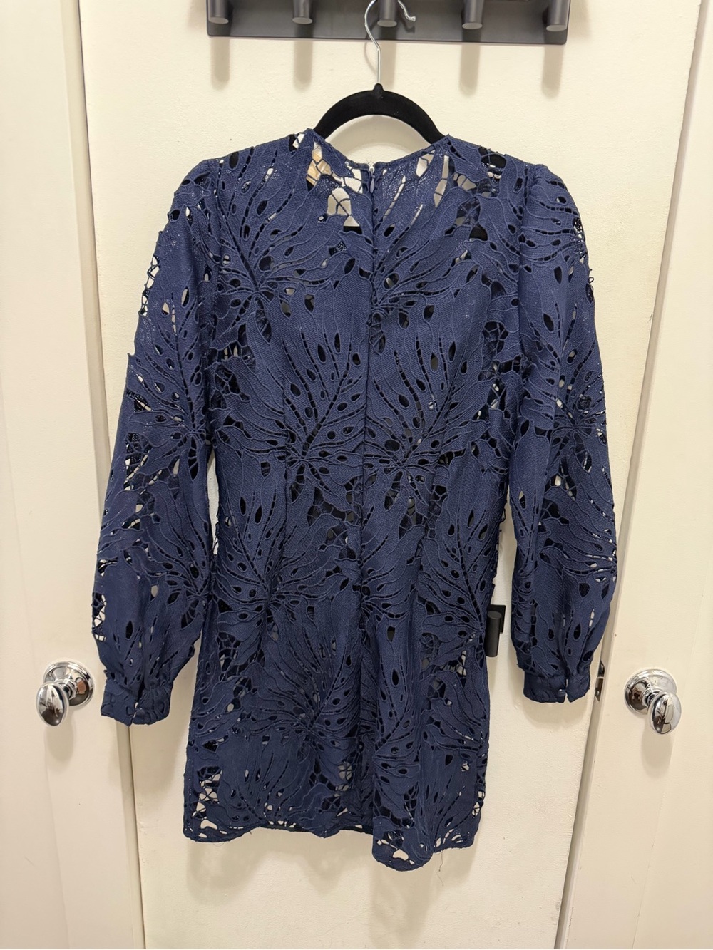 Michael Kors Navy Blue Lace Long-Sleeve Mini Dress - Picture 3 of 5